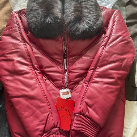 Bomber leather an mink collar jackets 5 meduims one black 2x size - Picture 6 of 7